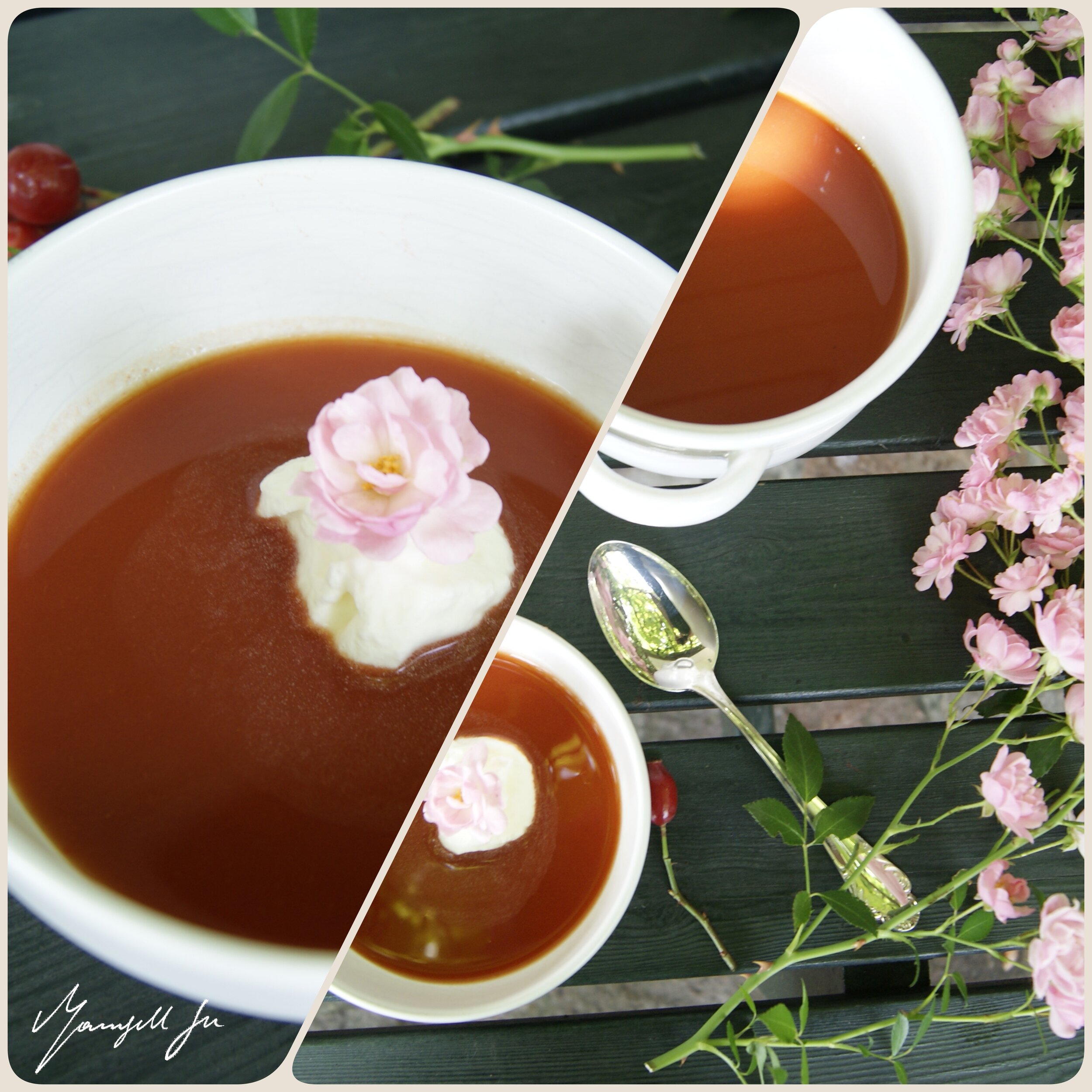 Rezept, Traditionelle schwedische Hagebuttensuppe mit Mandelbiskuit,  Traditional Swedish rosehip soup with almond biscuit, recipe, Hagebuttensuppe, Mandelbiskuit, rosehip soup, almond biscuit